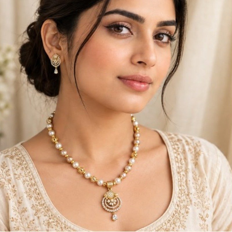 Elegant Pearl Necklace and Earring Set