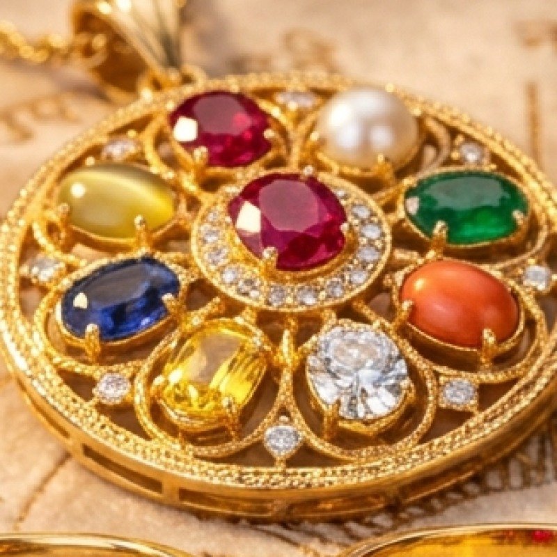 Navratna-Inspired Necklace detail