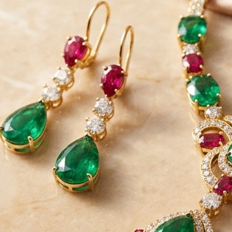 Rose-Gold Pendant and Earring Set