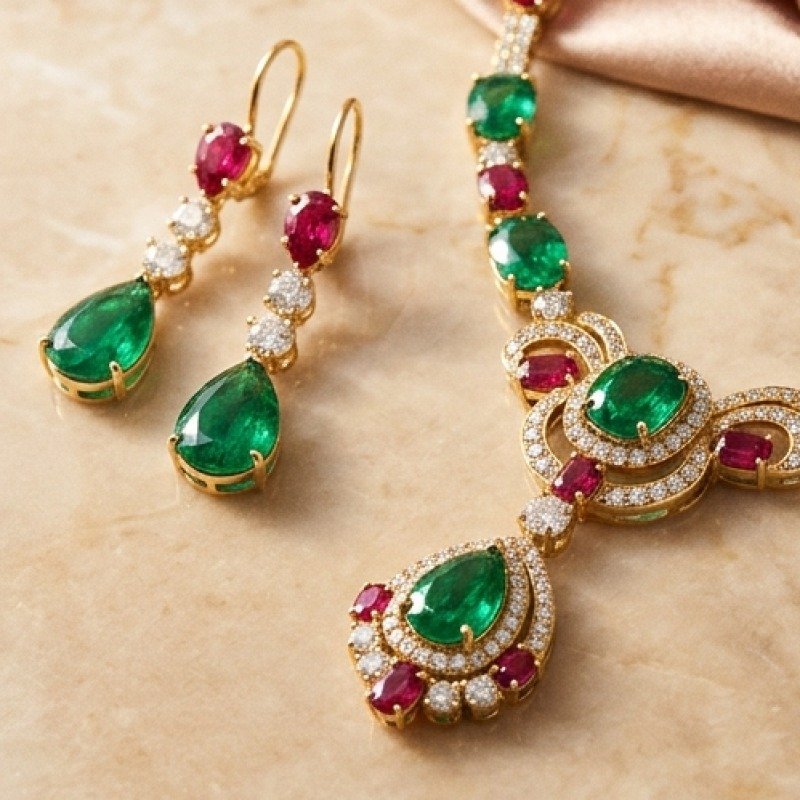 Rose-Gold Pendant and Earring Set