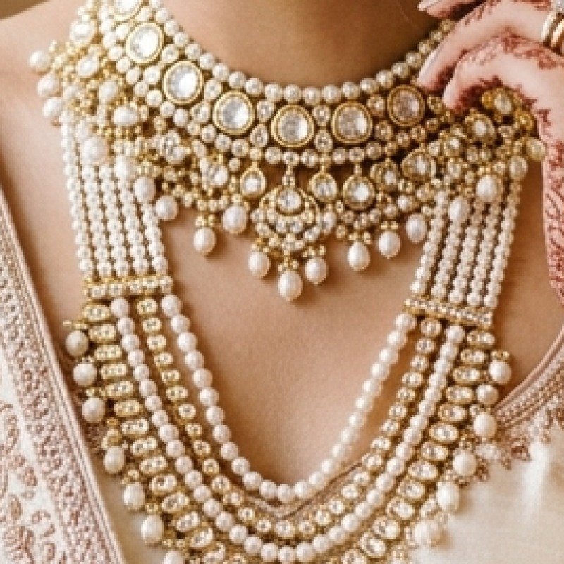Traditional Kundan-Inspired Necklace Set detail